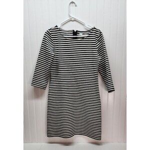 Black & White Striped Old Navy Dress With 3/4 Sleeves & Back Zipper Closure